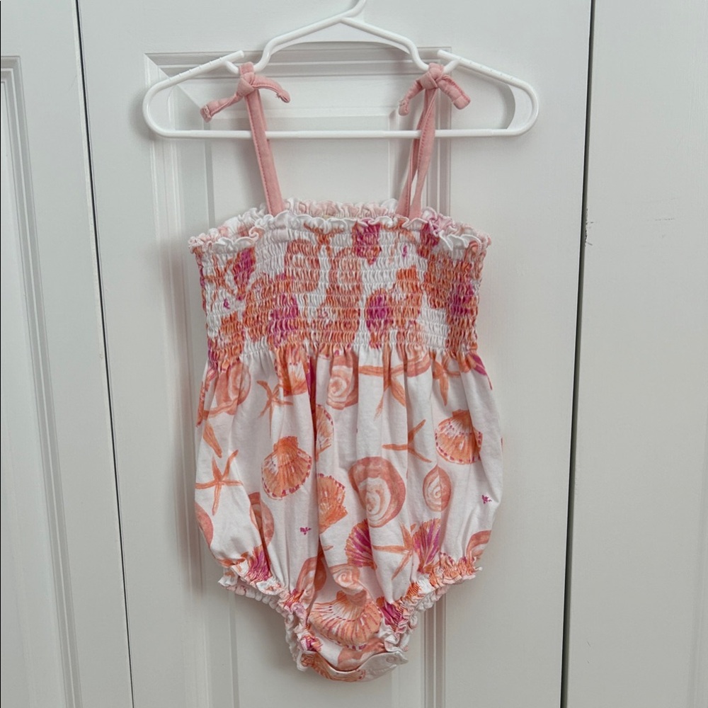 Burt's Bees Baby Pink and Orange Seashell Romper